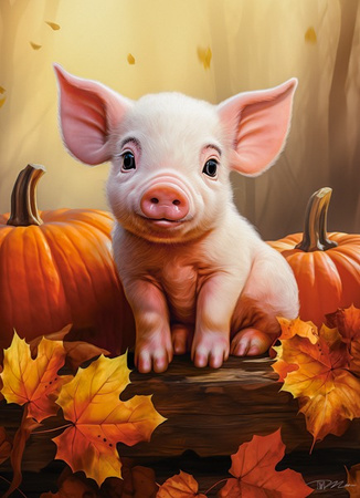 Puzzle 300 Cute Fall Piglet B-030569