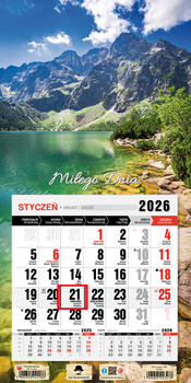 Kalendarz 2026 trójdzielny jednodzielny mini z magnesem Tatry KTJ2 V39