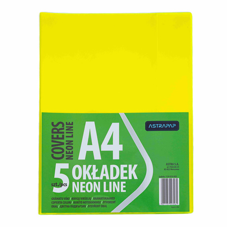 Paczka okładki A4 neon line nieregulowane 5 szt.mix kolorów