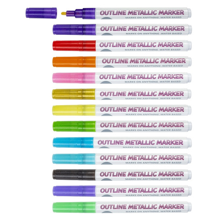 Markery konturowe metaliczne 12 kolorów