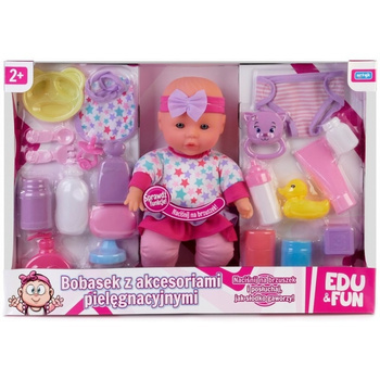 Lalka bobasek z akcesoriami pielęgnacyjnymi 32 cm Edu&Fun