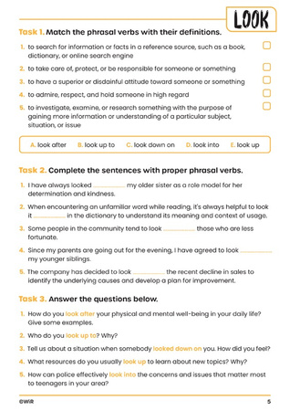 Język angielski Phrasal Verbs w obrazkach Ćwiczenia dla uczniów szkół średnich