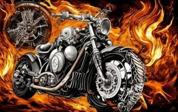 Diamentowa Mozaika Motor i płomienie NO-2000697