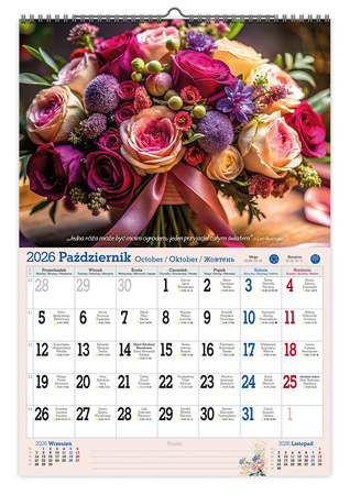 Kalendarz 2026 ścienny Kwiaty dla ciebie A3 V3