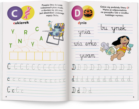 Disney uczy  Stich Litery ćwiczenia z naklejkami UDN-9309