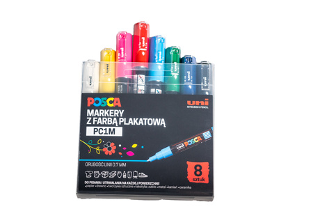 Markery PC-1M 8 kolorów Posca Uni