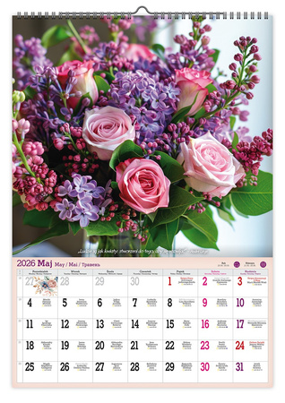 Kalendarz 2026 ścienny Piękne bukiety A2 V6