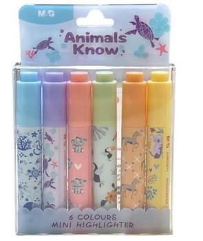 Zakreślacz mini Animals Planet 6 kolorów