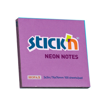 Notes samoprzylepny 76x76 mm fioletowy neon 100 sztuk