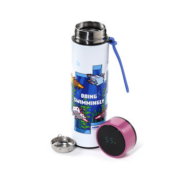 Bidon 450ml Minecraft Axolotl z termometrem BOT344