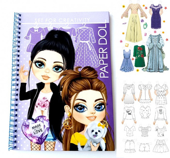 Wycinanki kolorowanki Lalki fioletowe