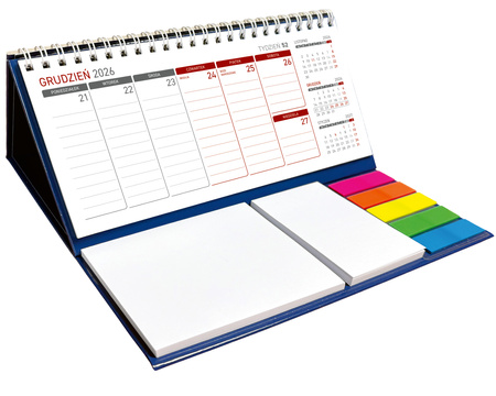 Kalendarz 2026 z notesem tygodniowy spiralowany granat