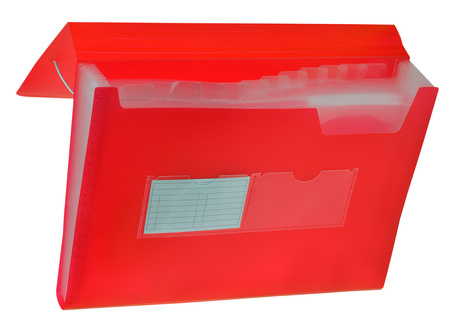 Teczka A4 PP harmonijkowa z gumką narożną czerwona