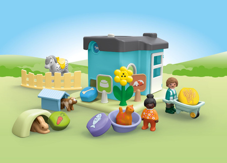 Playmobil JUNIOR Hotel dla zwierząt z dozownikiem pokarmu 71690