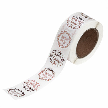 Naklejki na rolce Christmas Rose Gold 2,5cm 500szt.