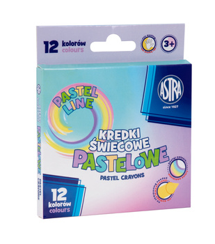 Kredki świecowe pastelowe Astra 12 kolorów 8/90mm