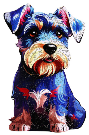 Puzzle 200 drewniane kolorowe Pies Sznaucer