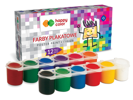 Farba plakatowa tempera Happy color 12 kolorów po 25ml