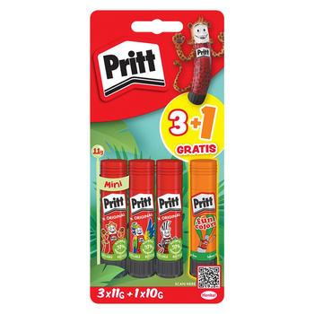 Klej w sztyfcie PRITT 3x11g + 1x10g neon blister