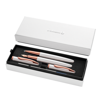Pióro wieczne Pelikan +pióro kulkowe Jazz Noble Elegance Pearl