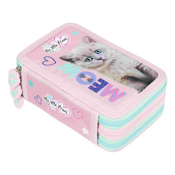 Piórnik 3-komorowy z wyposażeniem My little Friend Fluffy Kitty