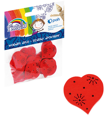 Ozdoby drewniane serduszka 28x28mm 15szt. FIORELLO GR-WD791