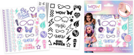 Zestaw tatuaży kolorowych i czarno-białych WOW 50 szt.
