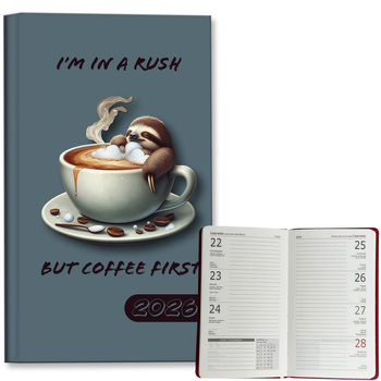 Kalendarz 2026 A6 tygodniowy Leniwiec Kawa