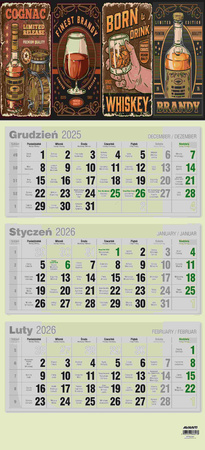 Kalendarz 2026 trójdzielny płaski ekologiczny KTTEKO 1szt.mix