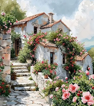 Diamentowa Mozaika Dom wśród kwiatów NO-2001358