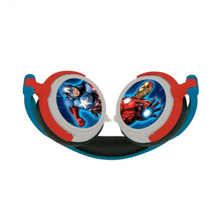 Składane słuchawki przewodowe stereo Avengers z głośnością bezpieczną dla dzieci Lexibook HP010AV