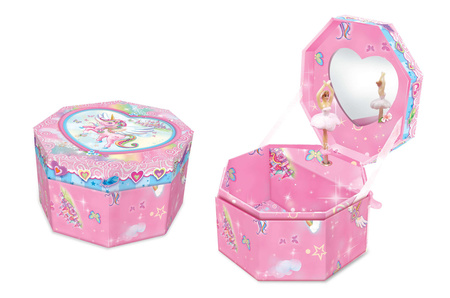 Szkatułka z pozytywką ośmiokątna Jednorożec