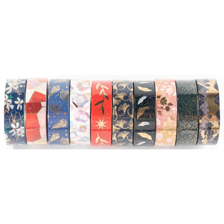 Display Taśma klejąca dekoracyjna Washi Tape Gold Narcissus SET 3 display mix 25 sztuk