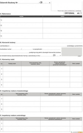 Dziennik budowy A4
