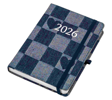 Kalendarz 2026 Jazz B6 dzienny jeans-serca