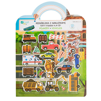 Książeczka  z naklejkami wielokrotnego użytku Pojazdy