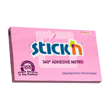 Notes samoprzylepny 127x76mm 360 stopni różowy 100 kartek