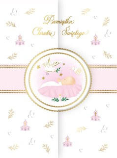 Karnet A5 Chrzest różowy