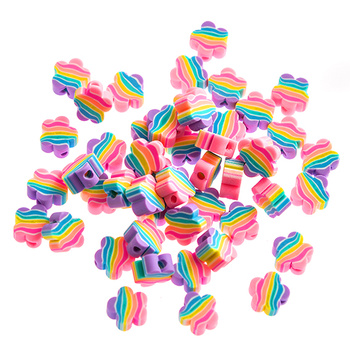 Koraliki polimerowe tęczowe kwiatki 48szt.