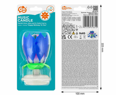 Świeczka Grająco Tańcząca niebieska blister