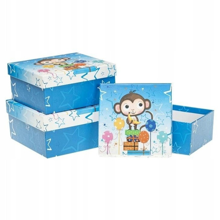 Pudełka ozdobne na prezenty PUD-22005-KW-GL wzór dziecięcy 3 sztuki