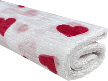 Paczka Bibuła marszczona 50x200 serca czerwone na białym 10 rolek