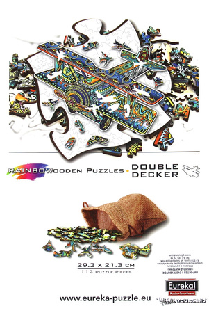 Puzzle 112 drewniane kolorowe Dwupłatowiec