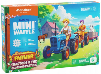 Klocki konstrukcyjne Waffle mini Farmer Traktory i wypasiona łąka