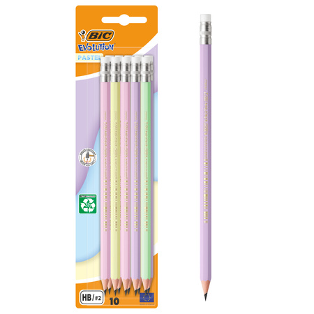 Ołówek BIC Evolution Pastel z gumką blister 10 szt.