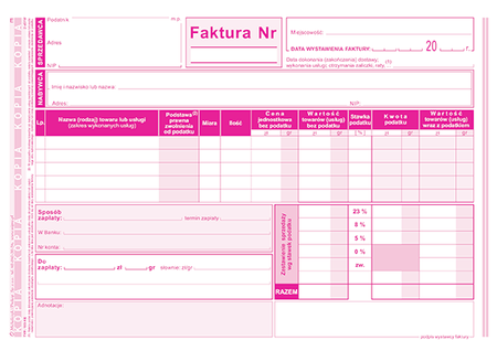 Faktura A5 pełna oryginał+2kopie