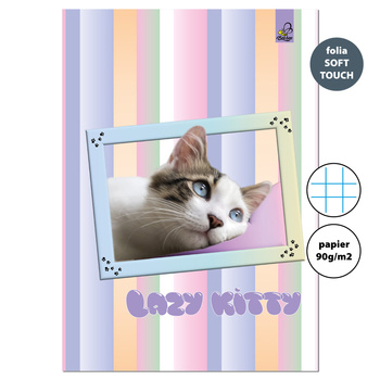 Zeszyt A4 32 kartki w kratkę 90g Kot leniwy