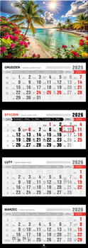 Kalendarz 2026 czterodzielny premium z wypukłą główką Malediwy KT4 V27