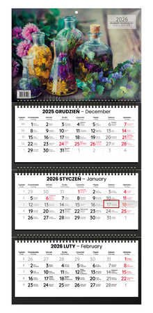 Kalendarz 2026 trzymiesięczny ścienny Exclusive 1szt.mix