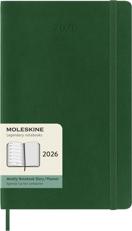 Kalendarz 2026 12M Moleskine L tygodniowy miękka oprawa Myrtle green 13x21cm